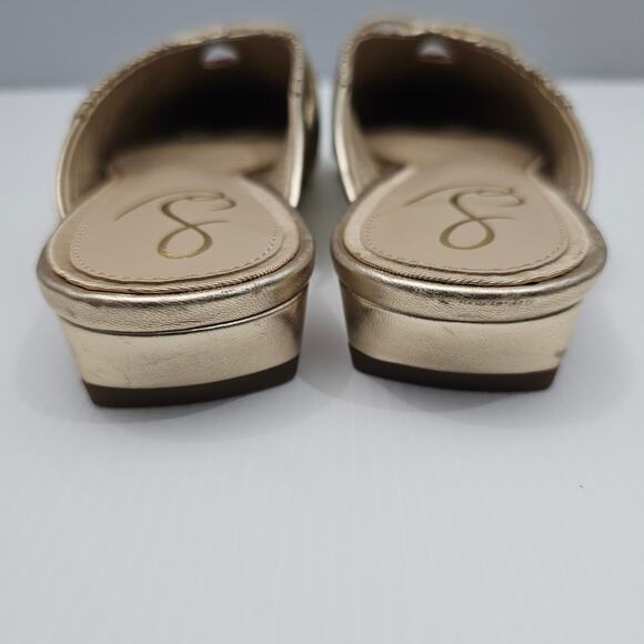 NEW Sam Edelman Julia Mule Womens 9.5 Gathered Gold Leaf Leather Flat Slip On - Picture 9 of 15
